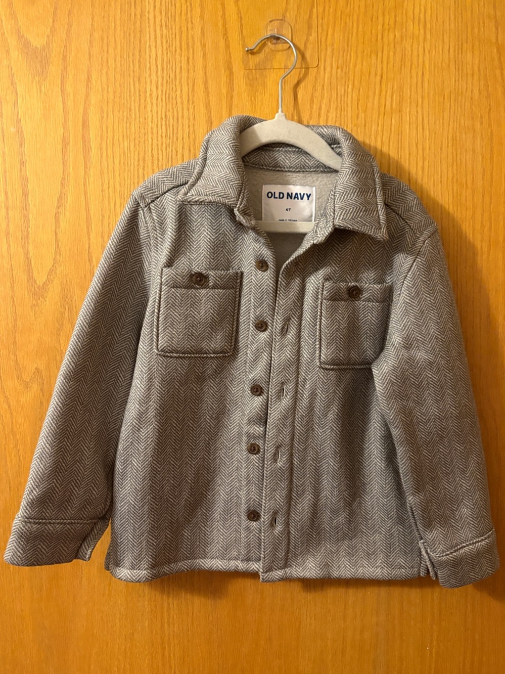 Old Navy Kids' Gray Herringbone Button-Front Jacket size 4T